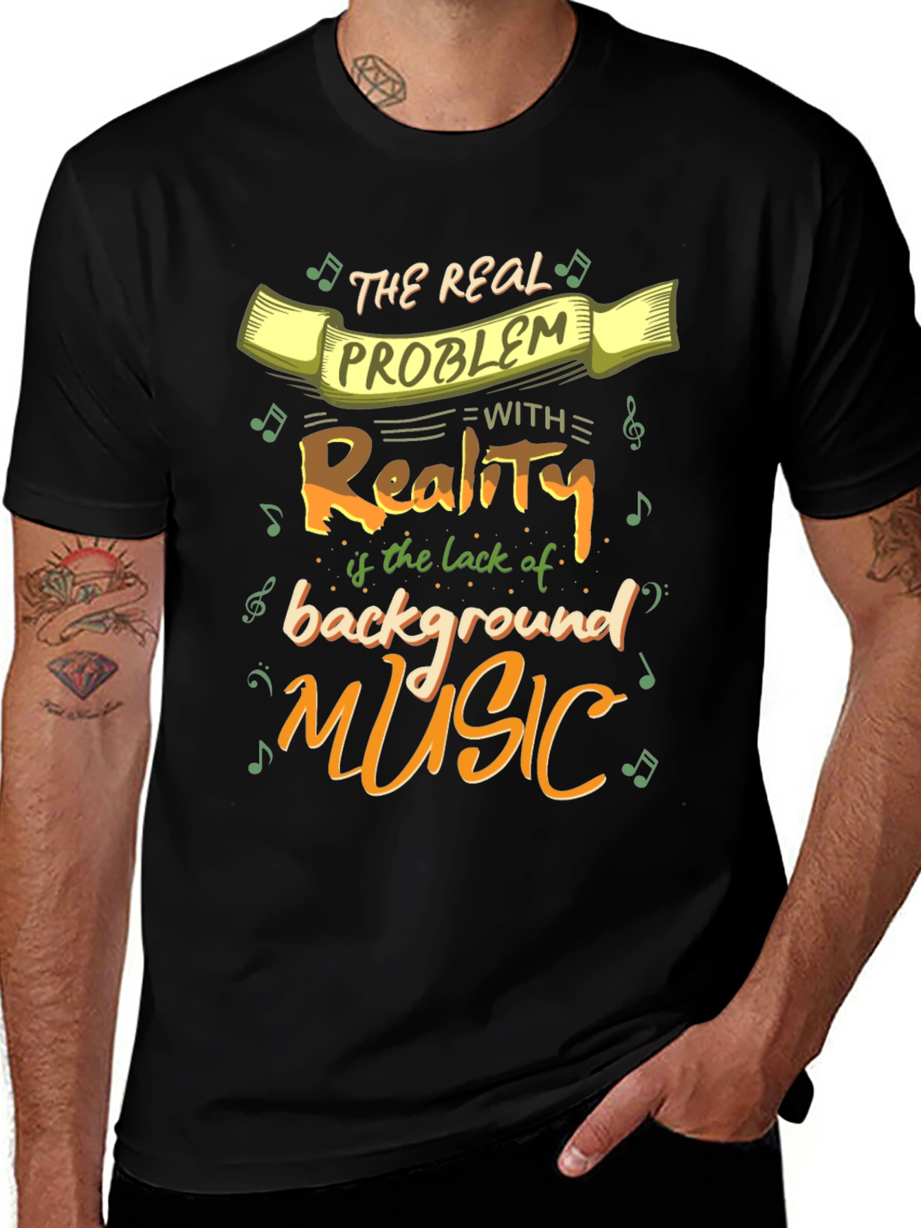 Funny Music Lover T-Shirt - Reality Needs Background Music