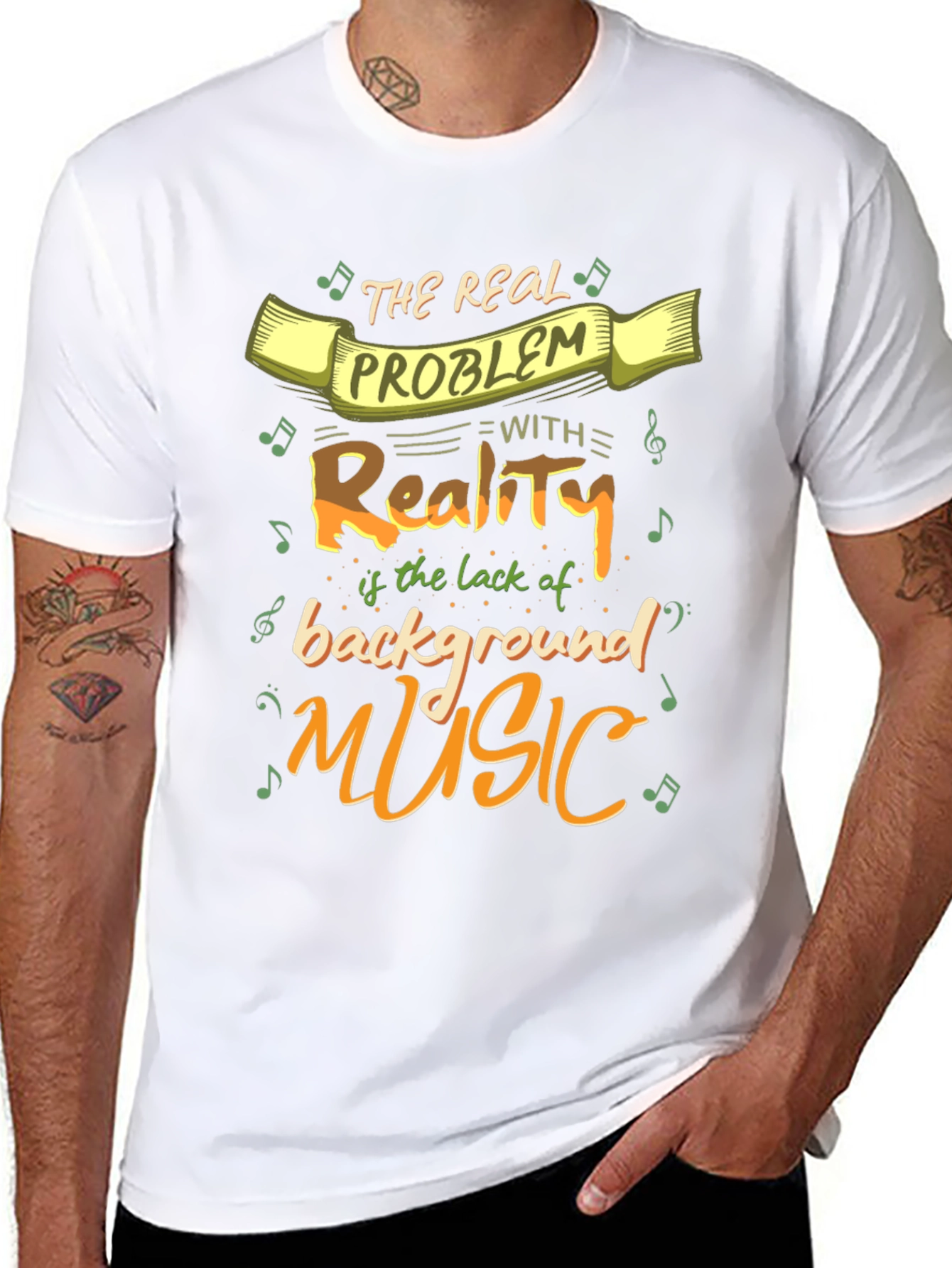Funny Music Lover T-Shirt - Reality Needs Background Music
