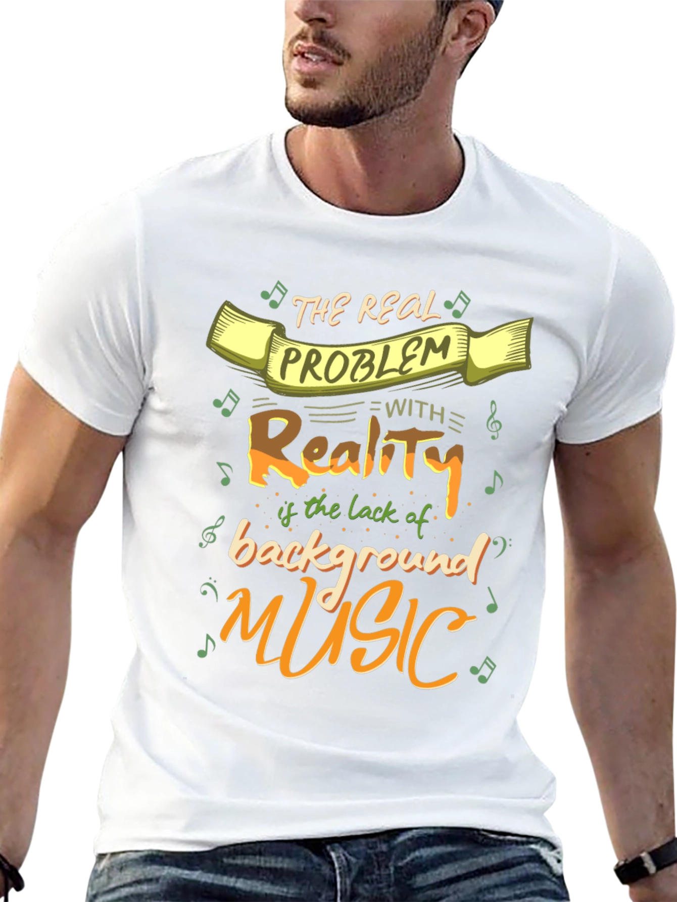 Funny Music Lover T-Shirt - Reality Needs Background Music