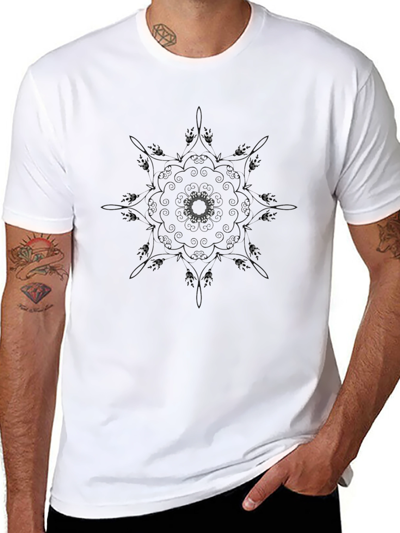 Abstract Mandala Graphic Black T-Shirt