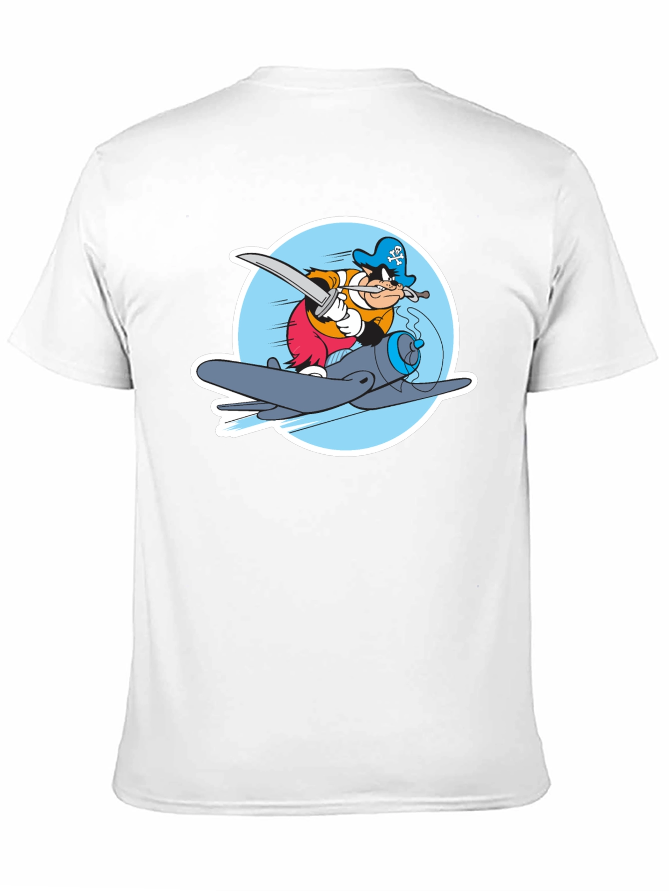 Cartoon Pirate Plane Black T-Shirt