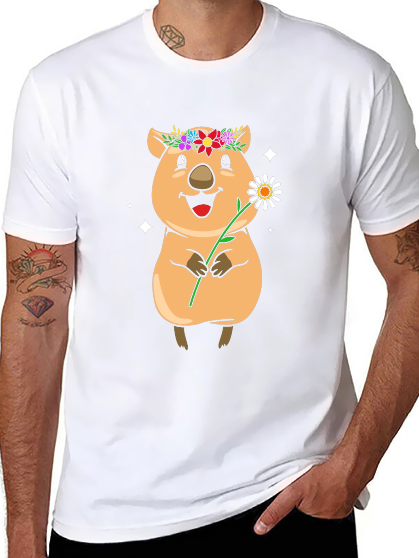 Cute Quokka Flower T-Shirt