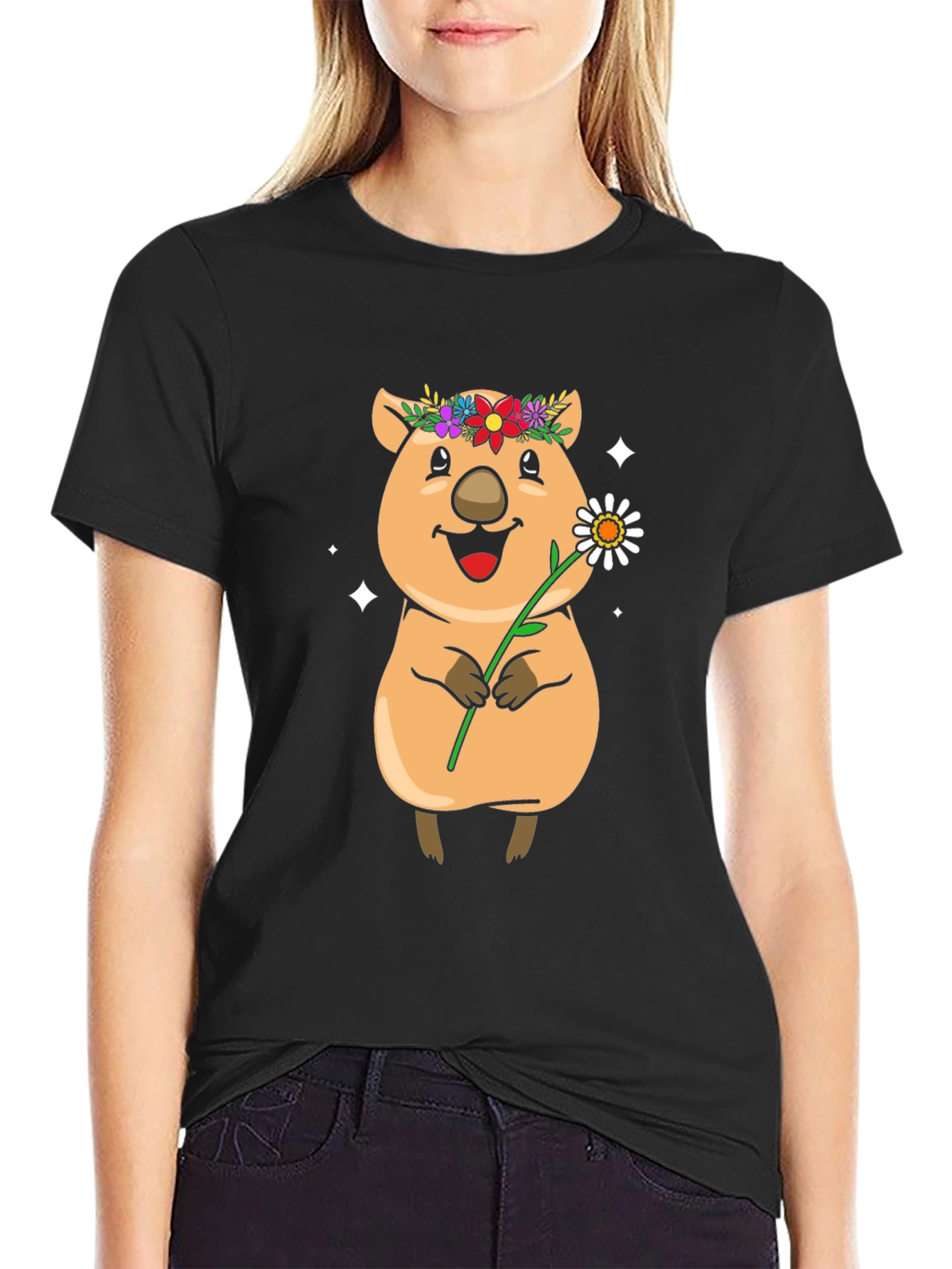 Cute Quokka Flower T-Shirt