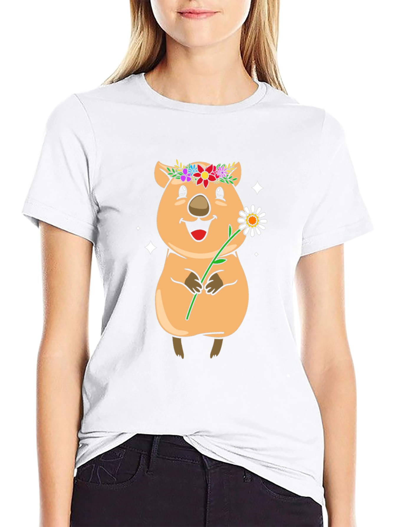 Cute Quokka Flower T-Shirt