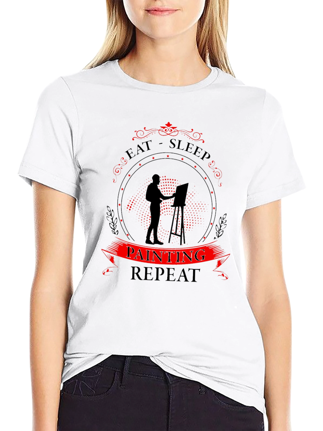 Eat Sleep Painting Repeat Black Graphic Tee