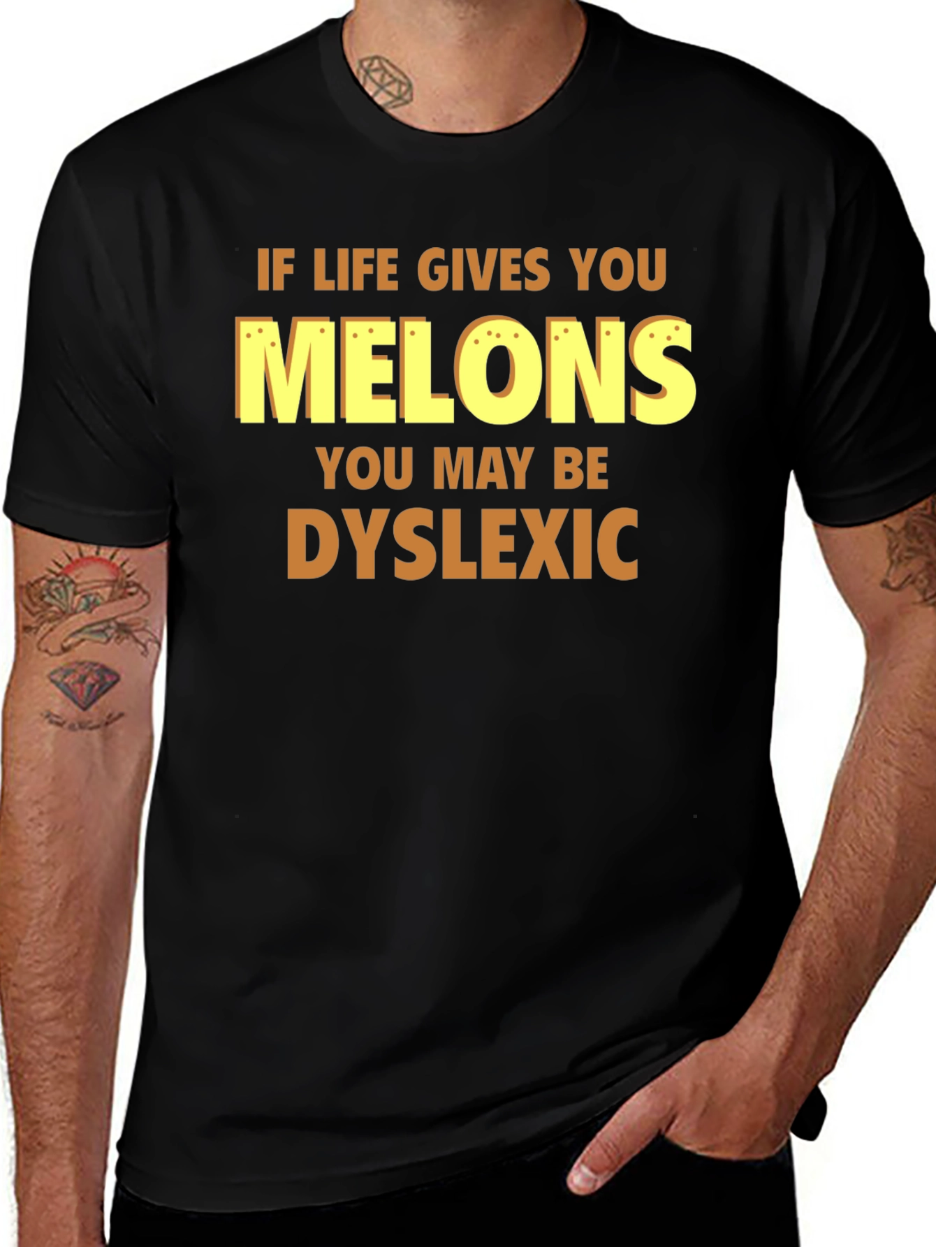 Dyslexic Melons Graphic T-Shirt - Funny Humor Tee