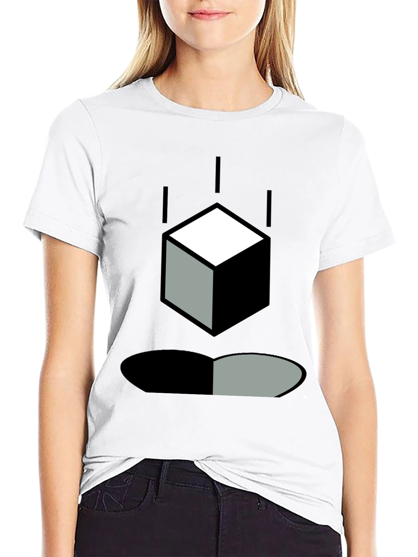 Abstract Cube & Shadow Black T-Shirt