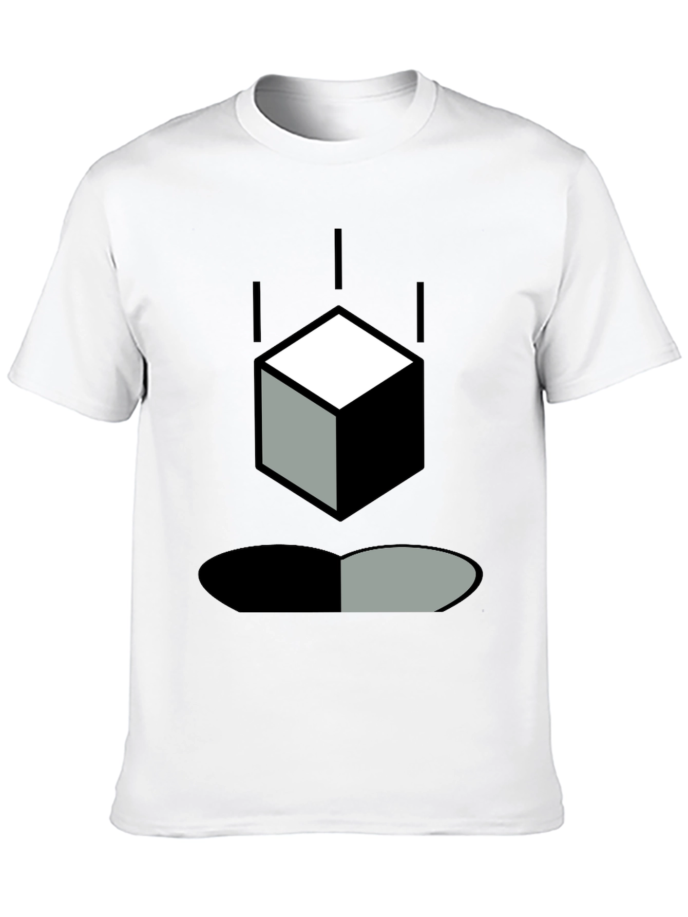 Abstract Cube & Shadow Black T-Shirt