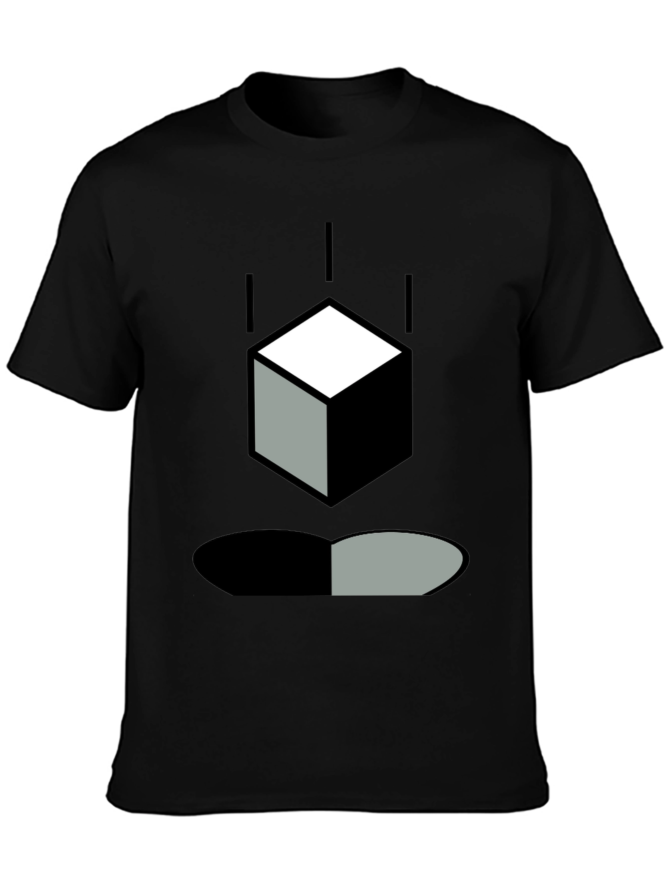 Abstract Cube & Shadow Black T-Shirt
