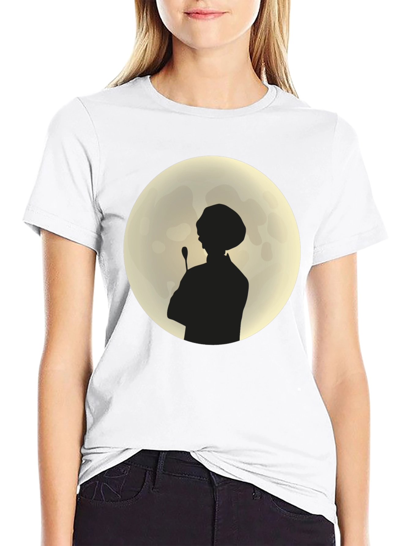 Silhouette Chef on Moon Black T-Shirt