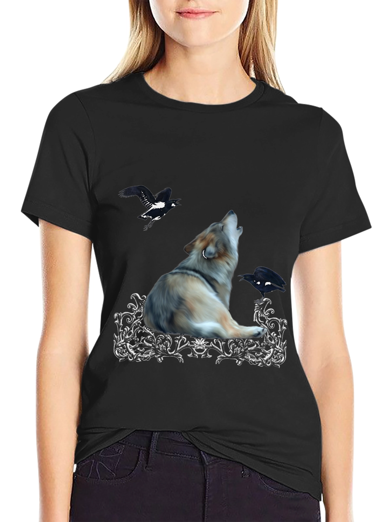 Wolf & Raven Graphic Tee - Black