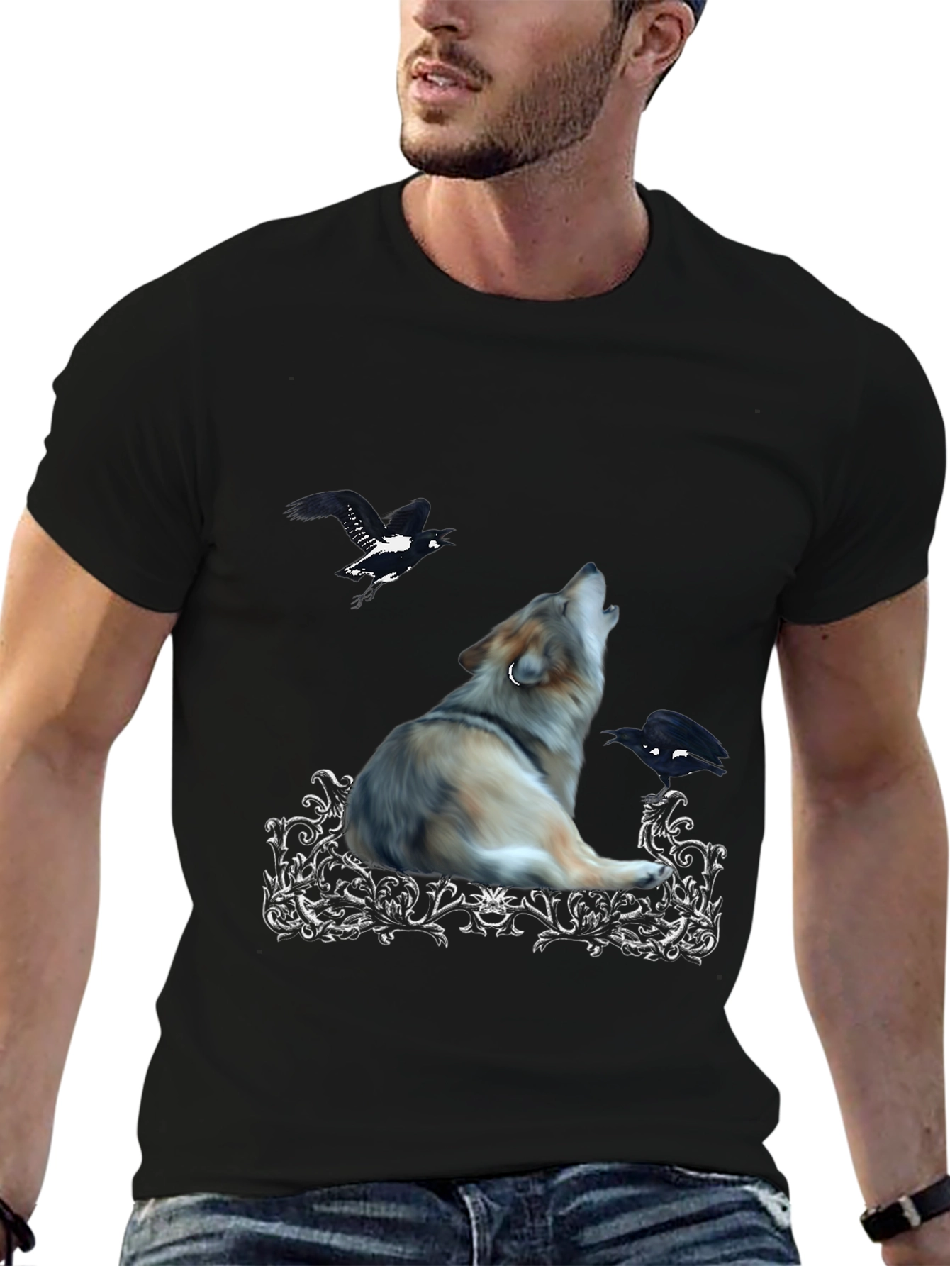 Wolf & Raven Graphic Tee - Black