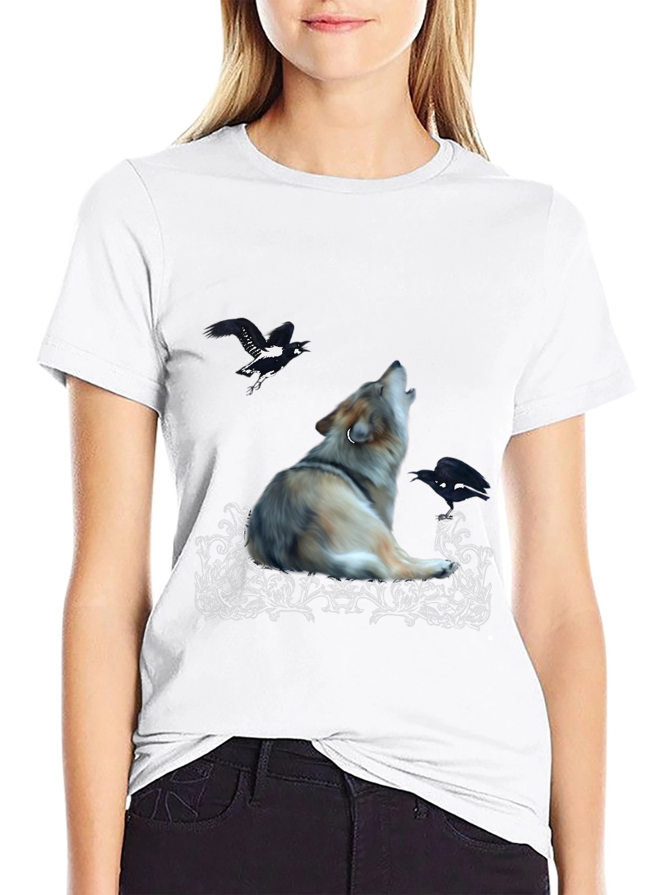 Wolf & Raven Graphic Tee - Black