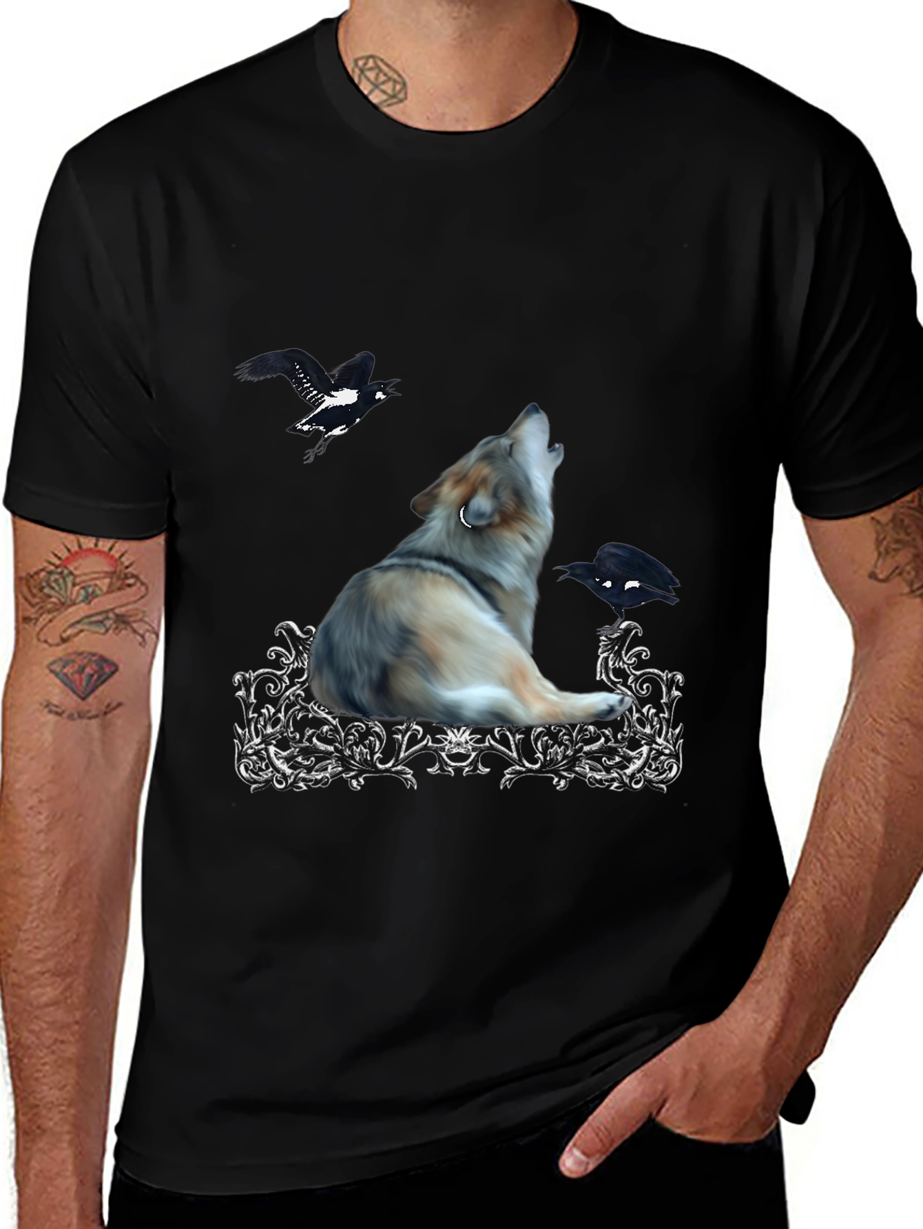 Wolf & Raven Graphic Tee - Black