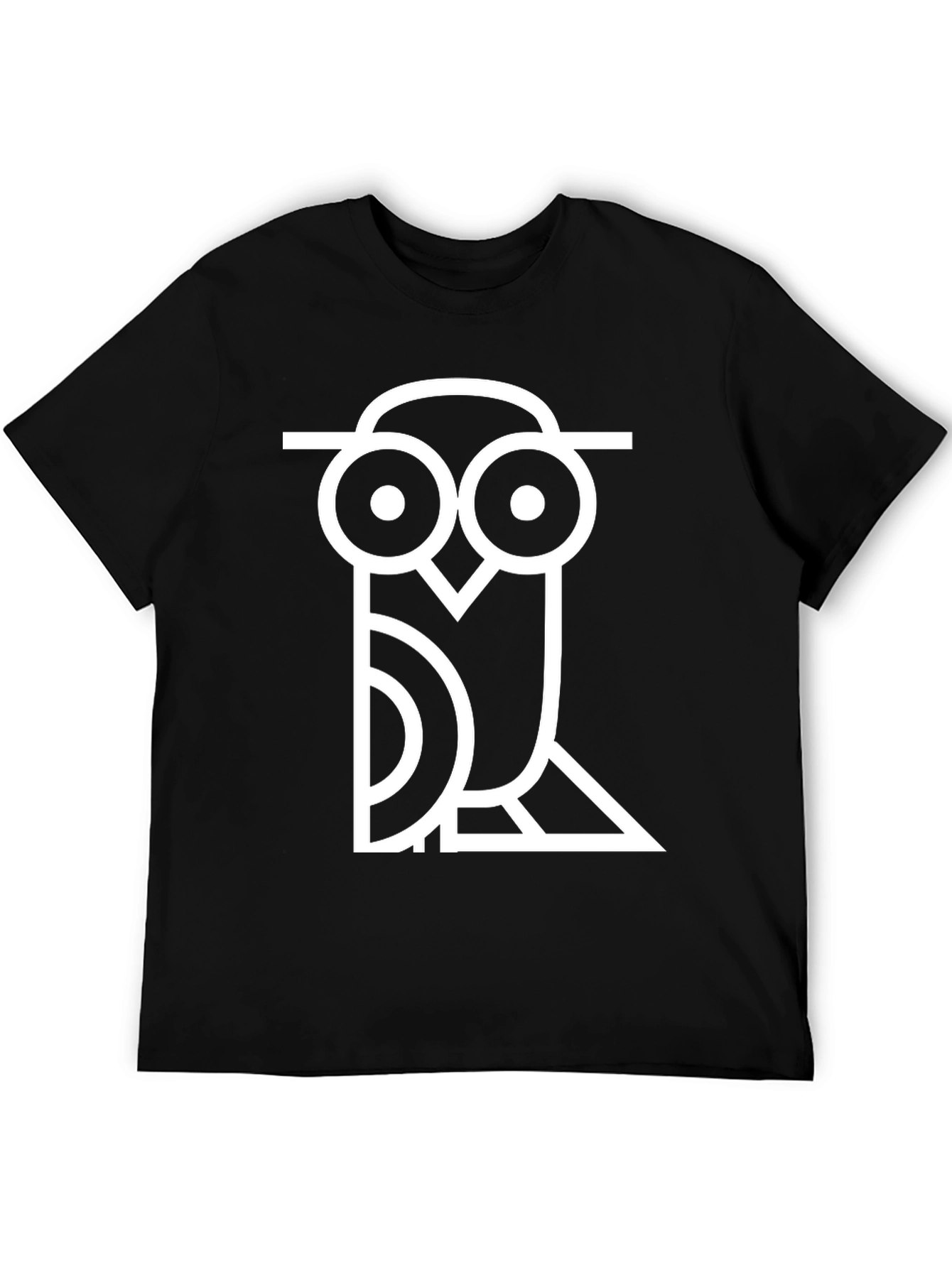 Abstract Owl Graphic Print Black T-Shirt