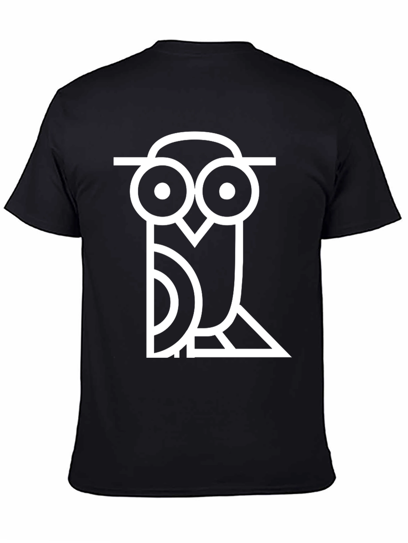 Abstract Owl Graphic Print Black T-Shirt