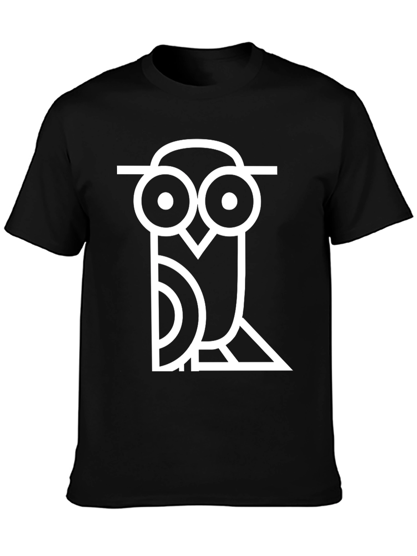 Abstract Owl Graphic Print Black T-Shirt