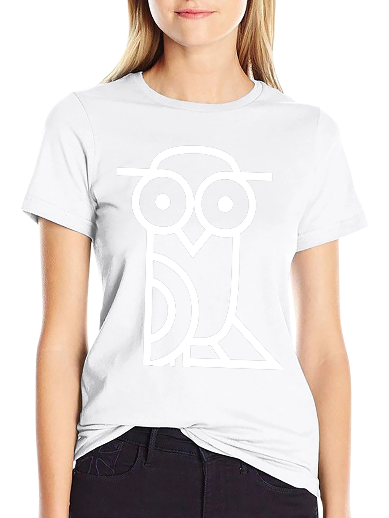 Abstract Owl Graphic Print Black T-Shirt