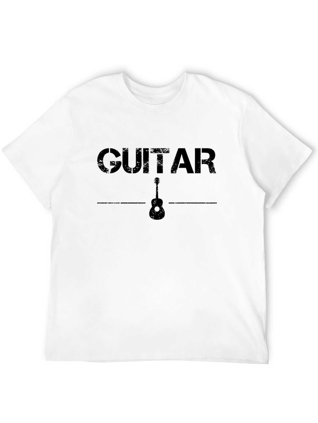 Guitar Graphic Print Black T-Shirt
