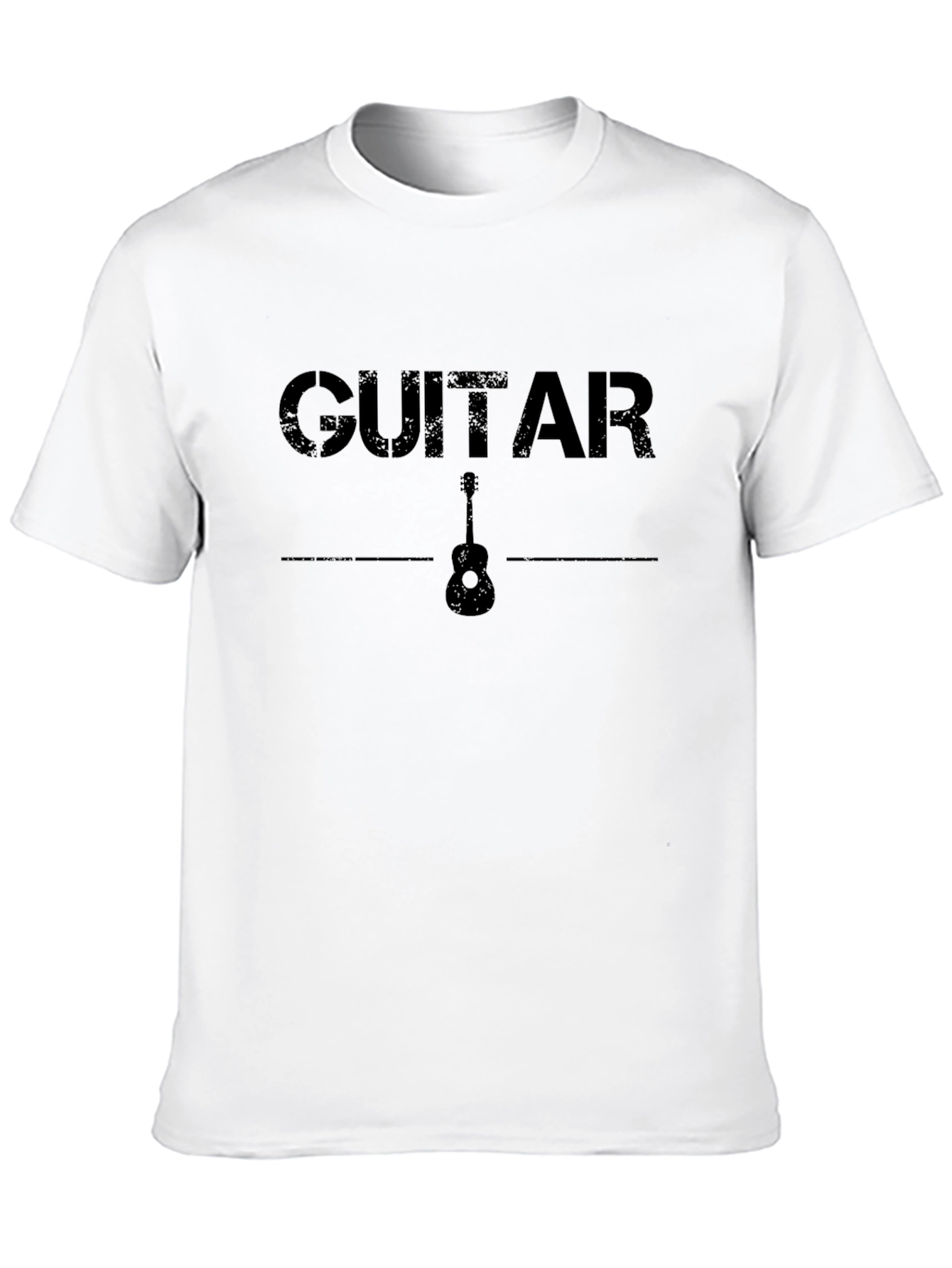 Guitar Graphic Print Black T-Shirt