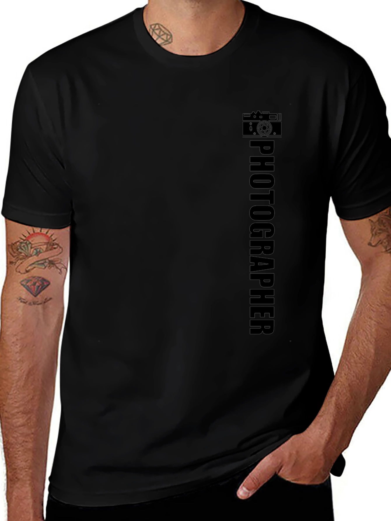 Photographer Graphic T-Shirt - Black Crew Neck Tee