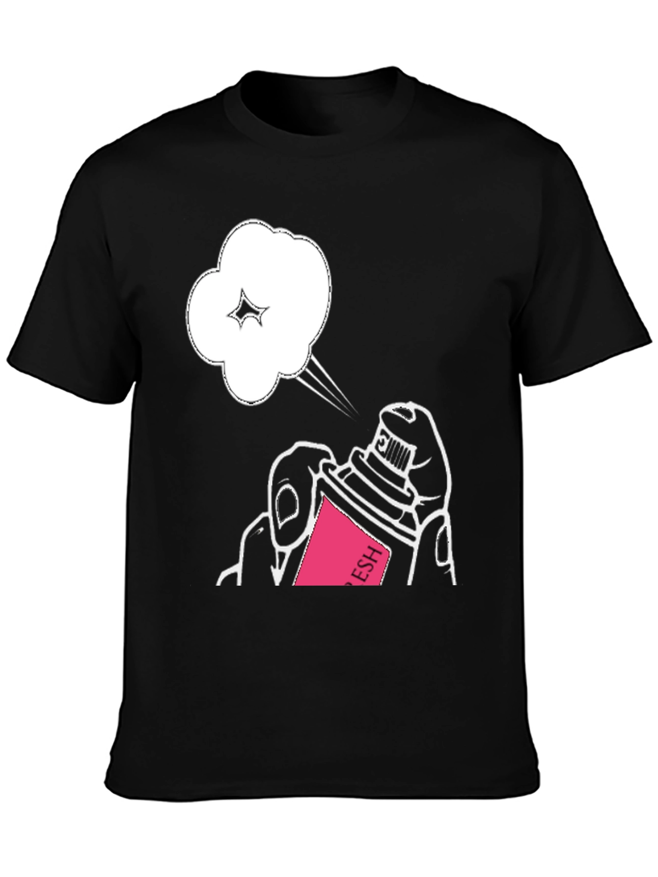 Spray Can Graphic Tee - Stylish Black Cotton T-Shirt
