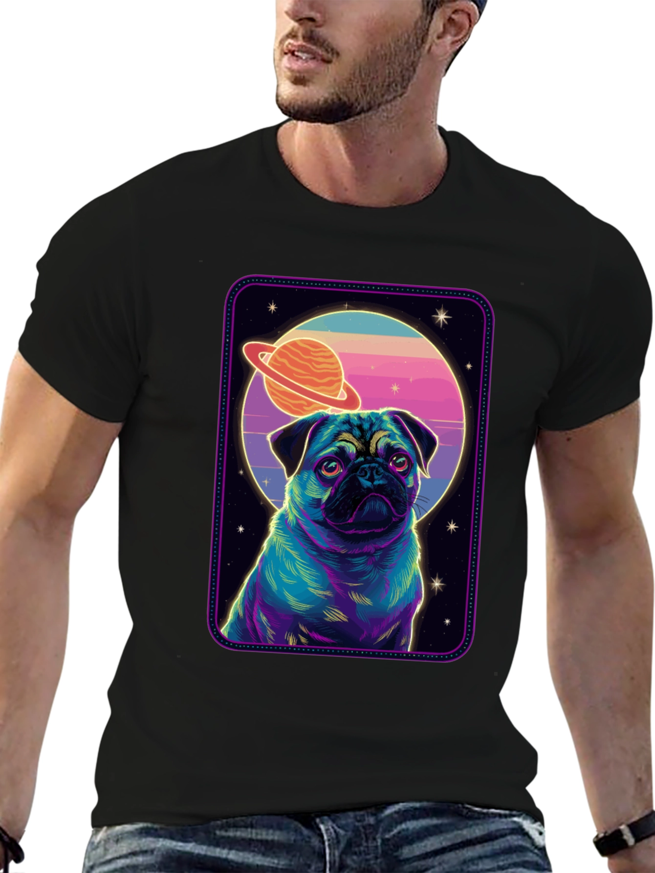 Pug in Space Graphic T-Shirt