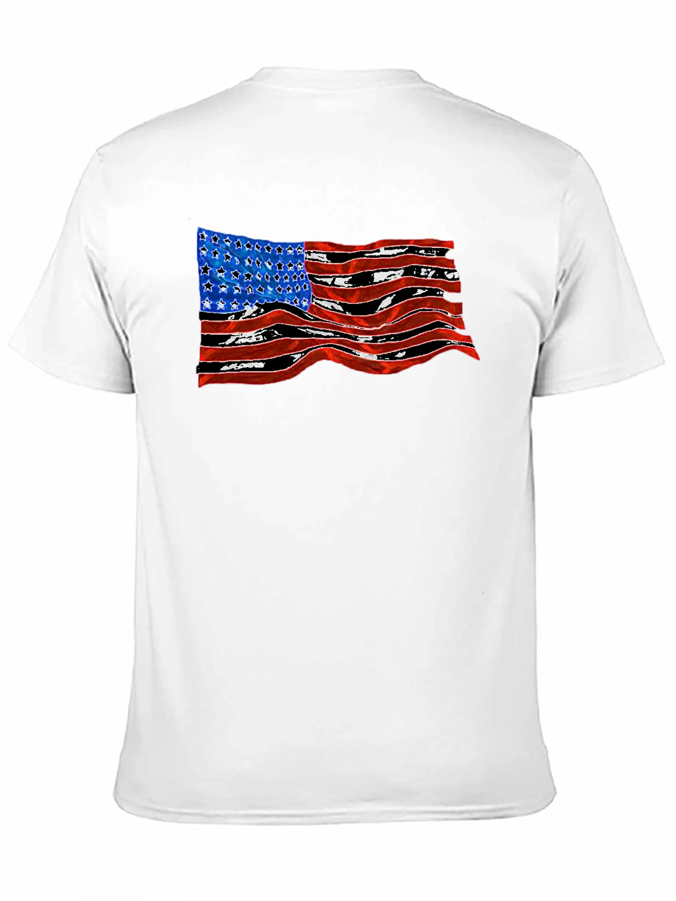 American Flag Wavy Graphic Black T-Shirt