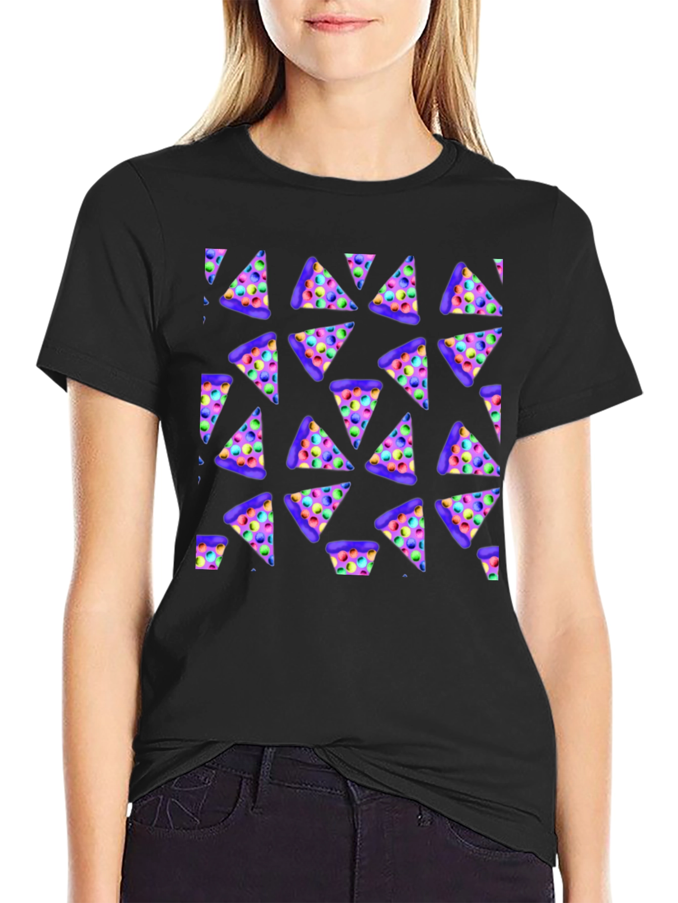 Novelty Pizza Print T-Shirt