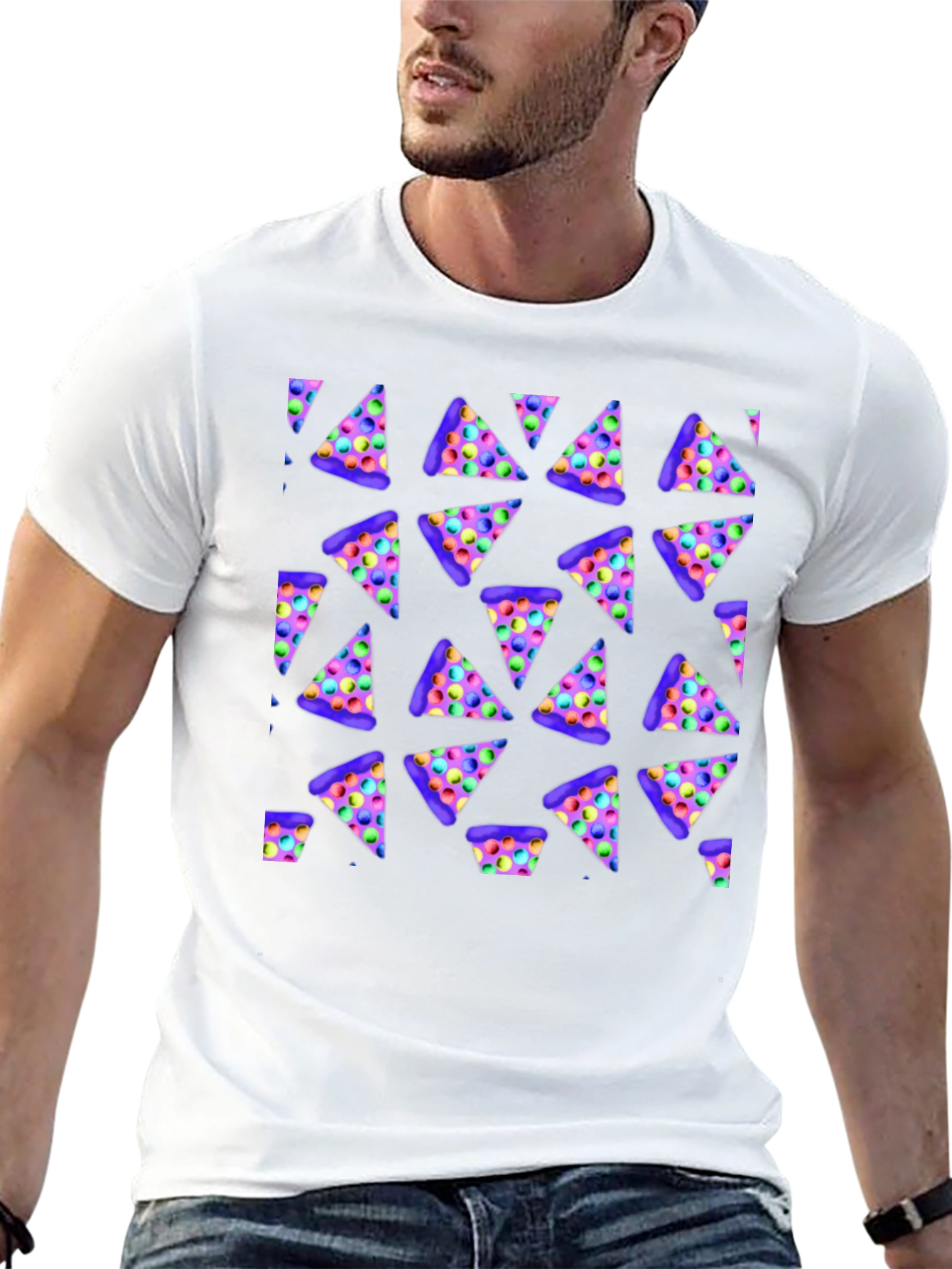 Novelty Pizza Print T-Shirt
