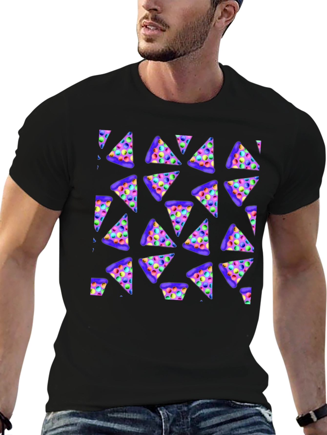 Novelty Pizza Print T-Shirt