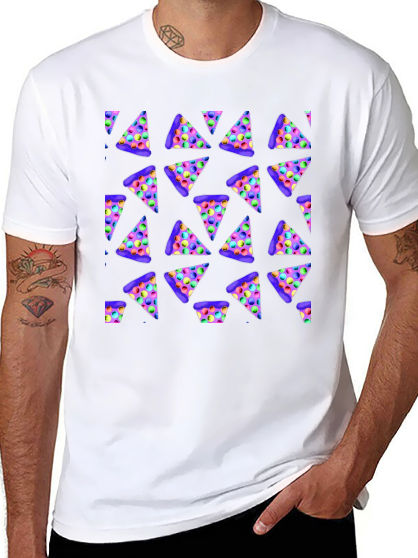 Novelty Pizza Print T-Shirt