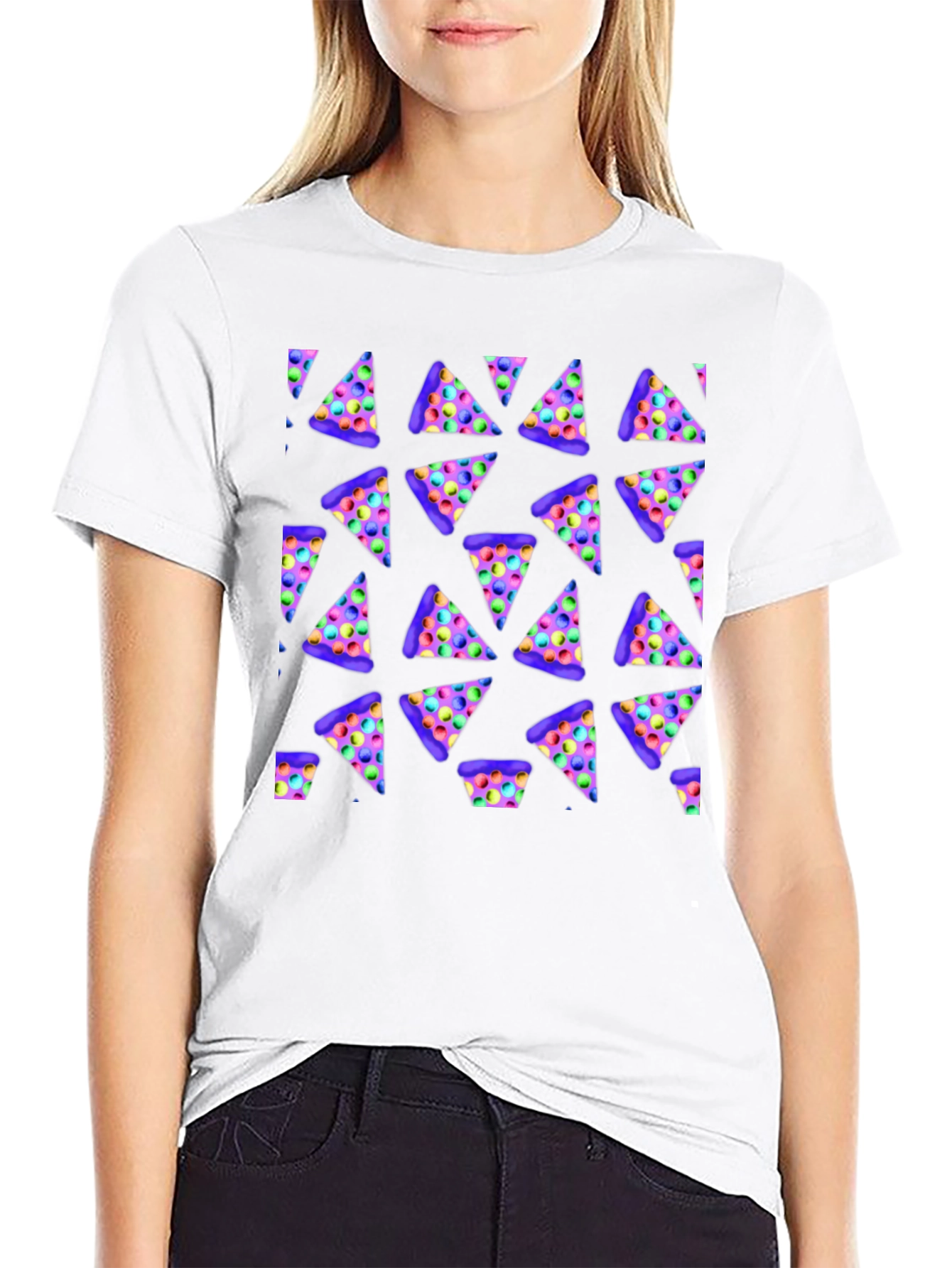 Novelty Pizza Print T-Shirt