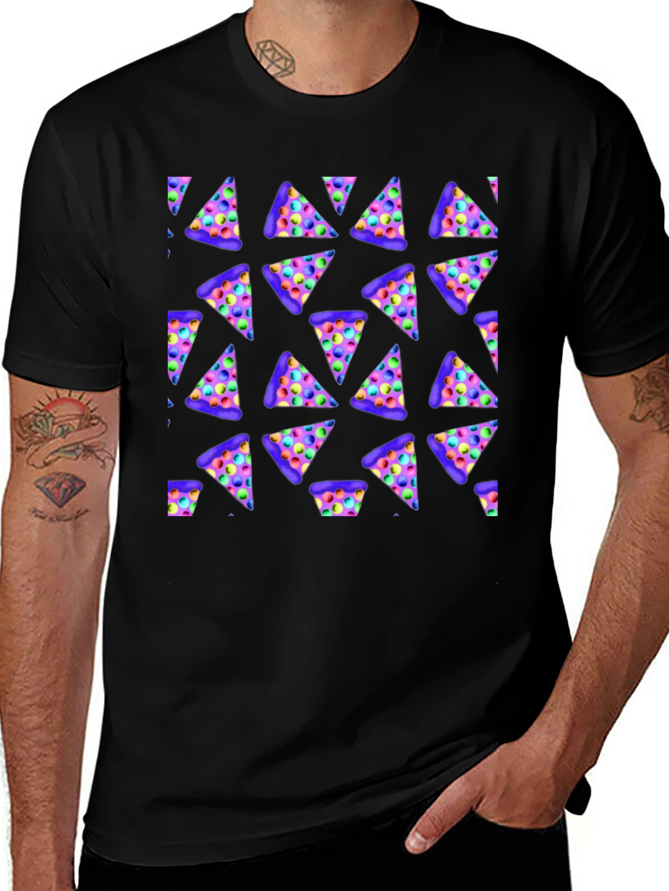 Novelty Pizza Print T-Shirt