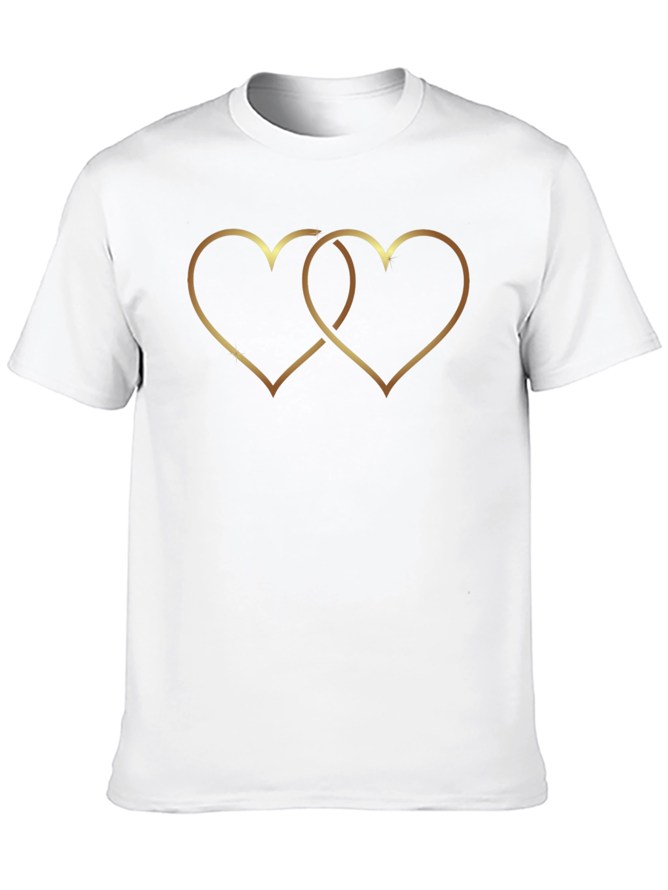 Golden Interlocked Hearts Black T-Shirt