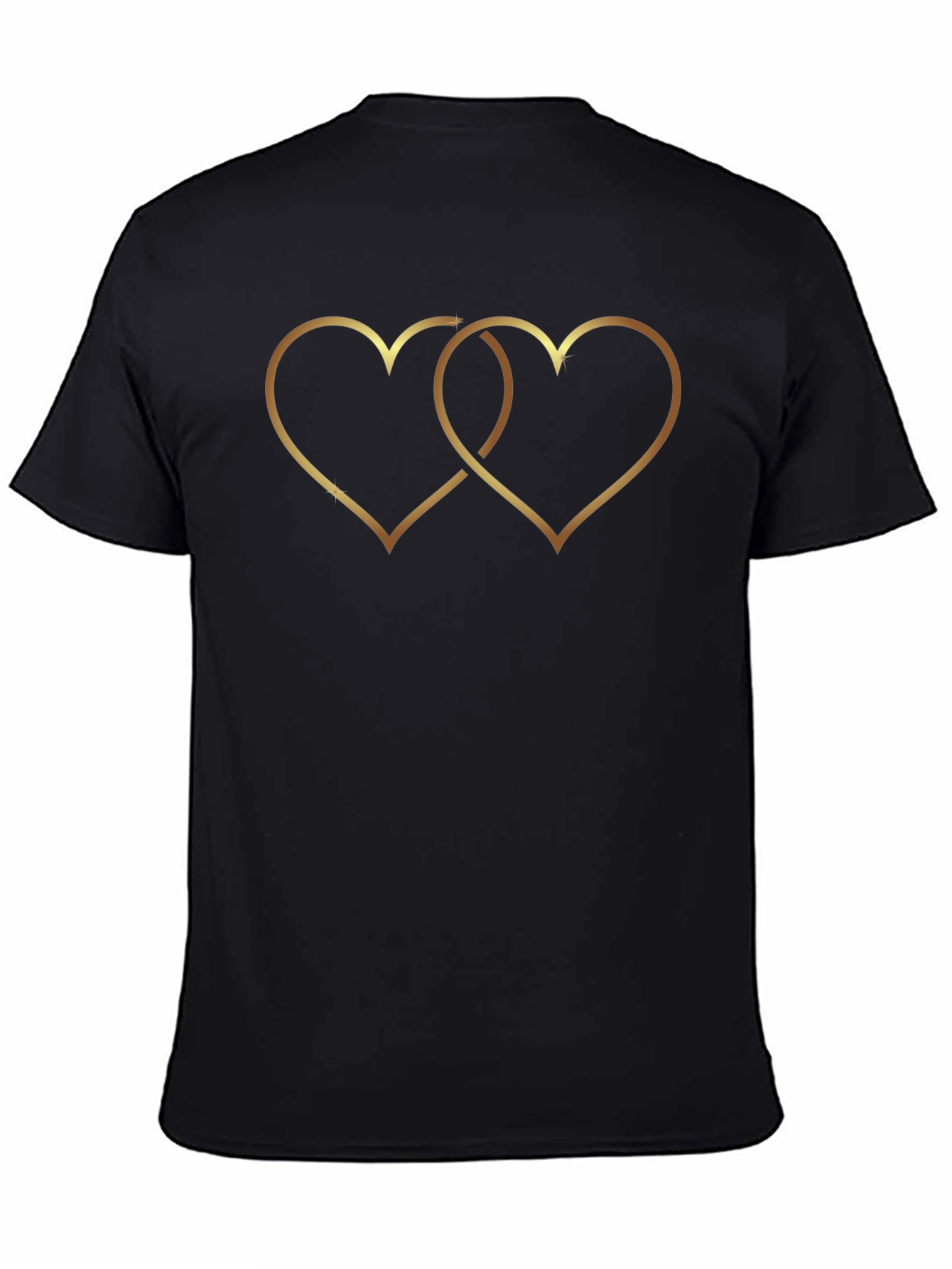 Golden Interlocked Hearts Black T-Shirt