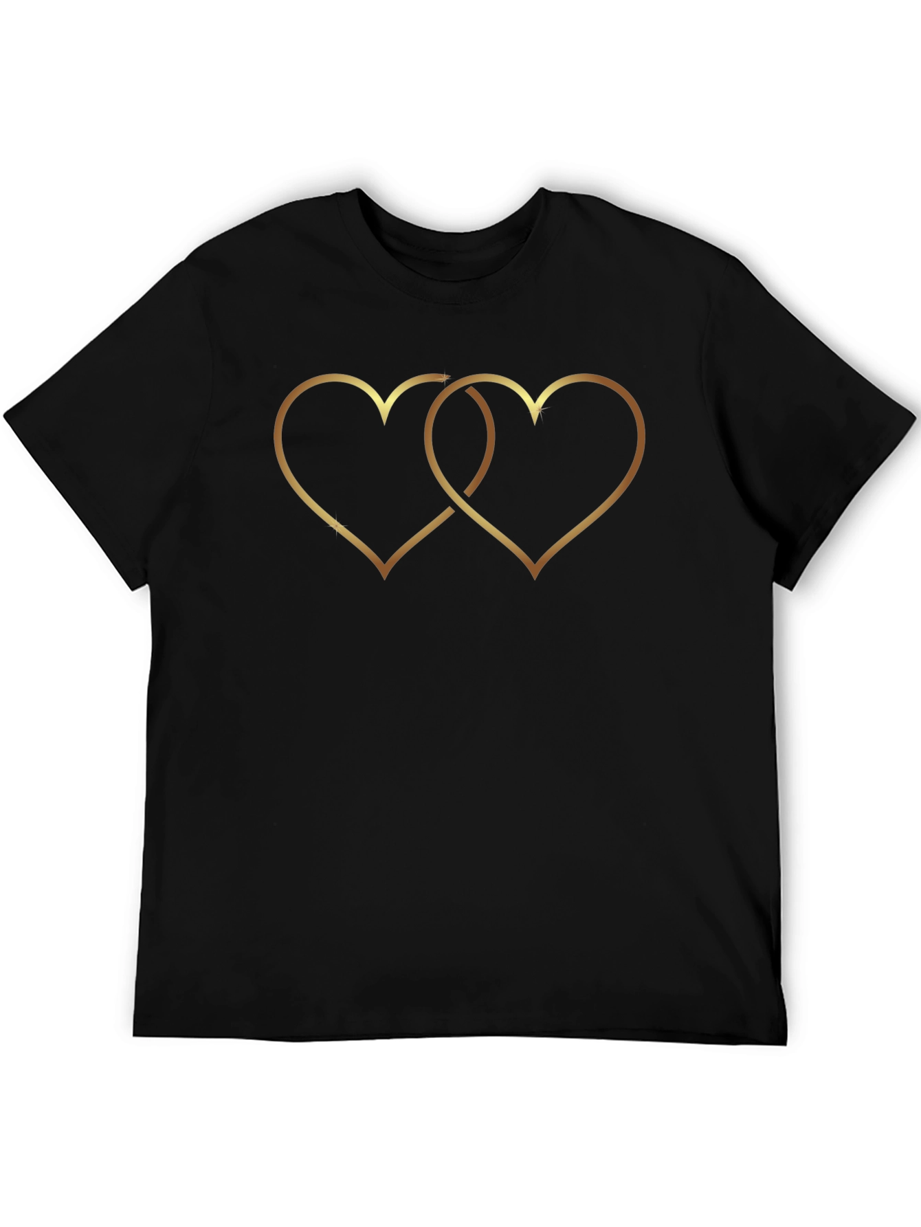 Golden Interlocked Hearts Black T-Shirt
