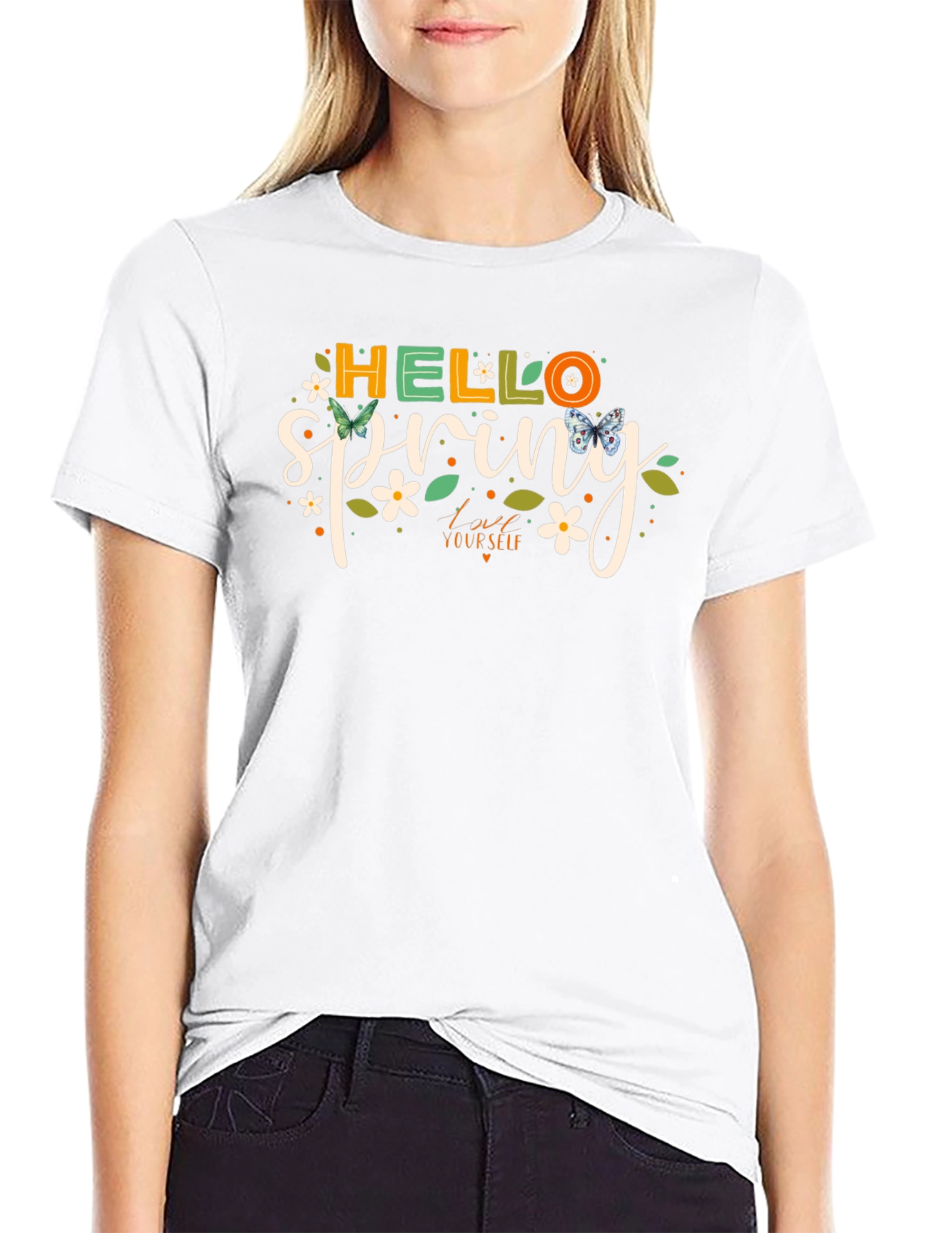 Hello Spring Graphic Tee - Black T-Shirt