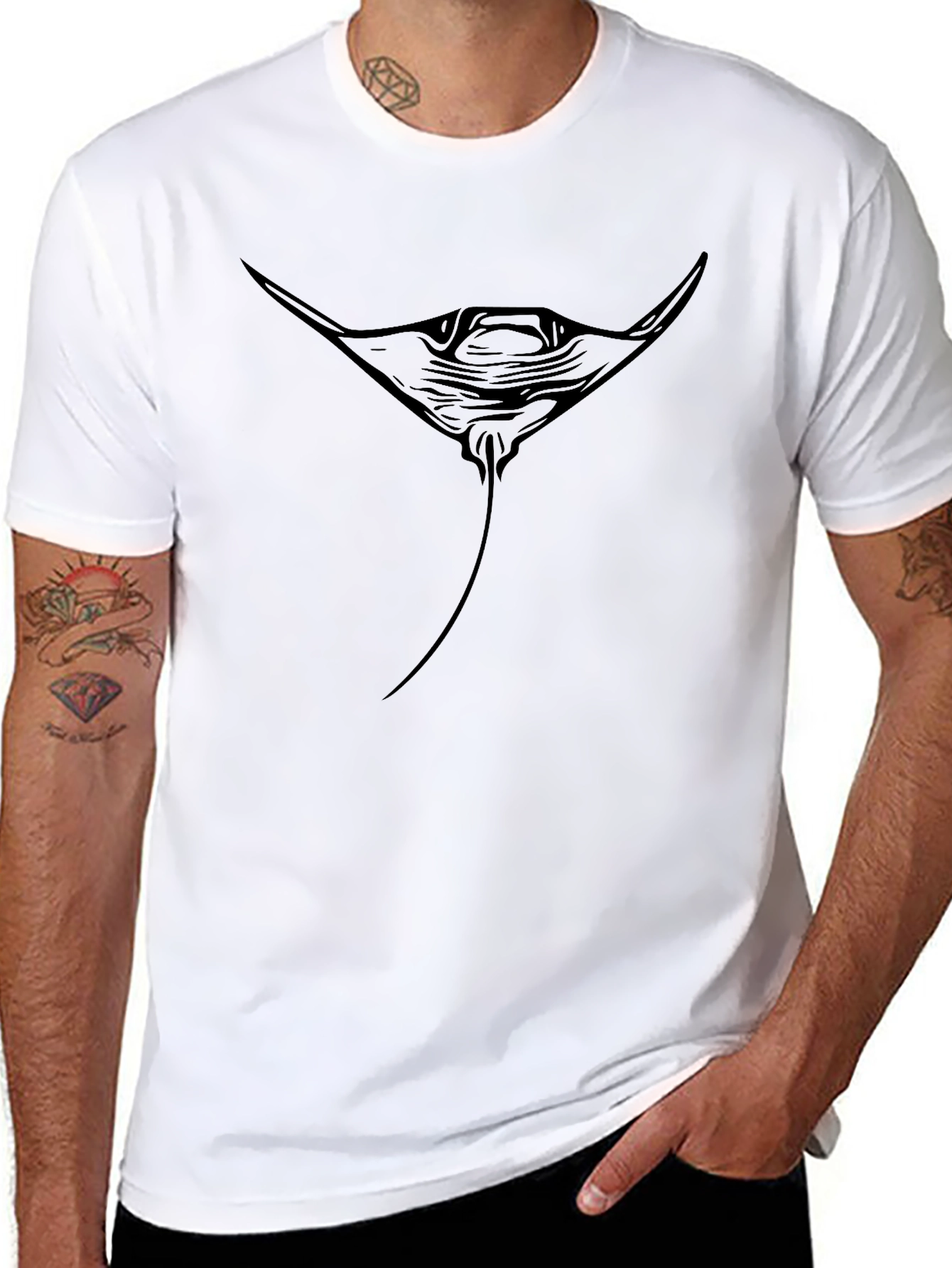 Manta Ray Graphic Black T-Shirt