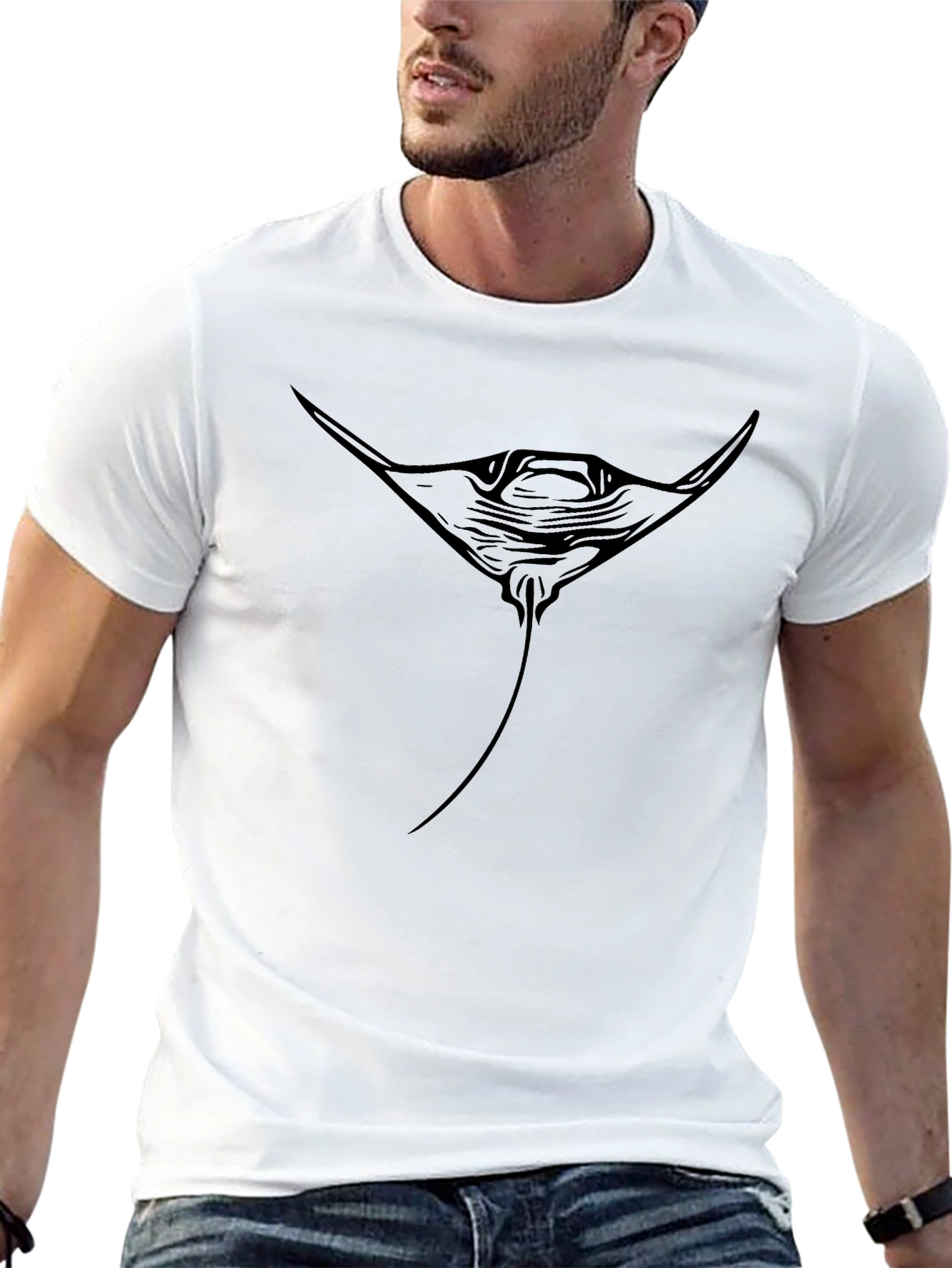 Manta Ray Graphic Black T-Shirt