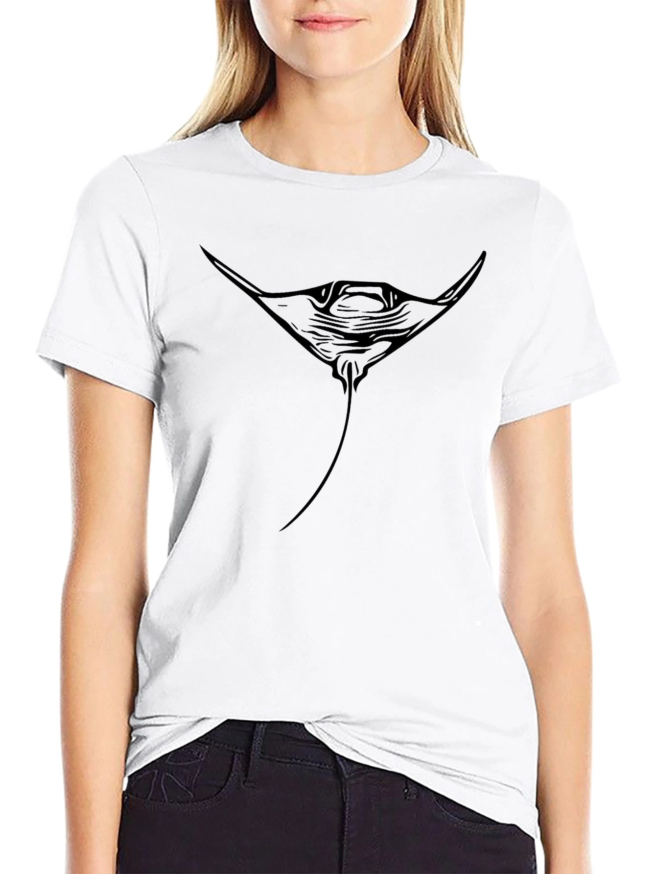 Manta Ray Graphic Black T-Shirt