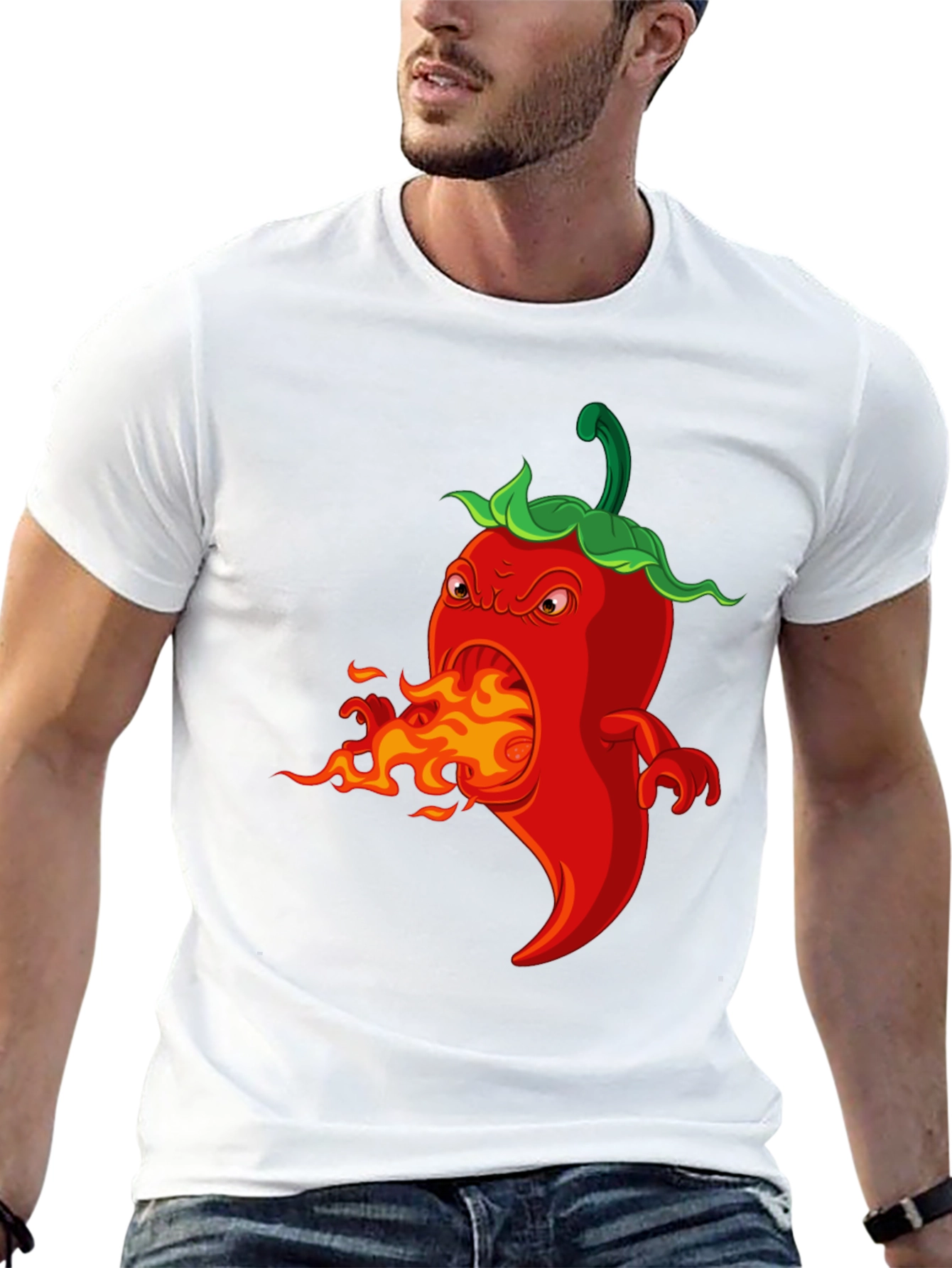 Spicy Red Pepper Cartoon Graphic T-Shirt