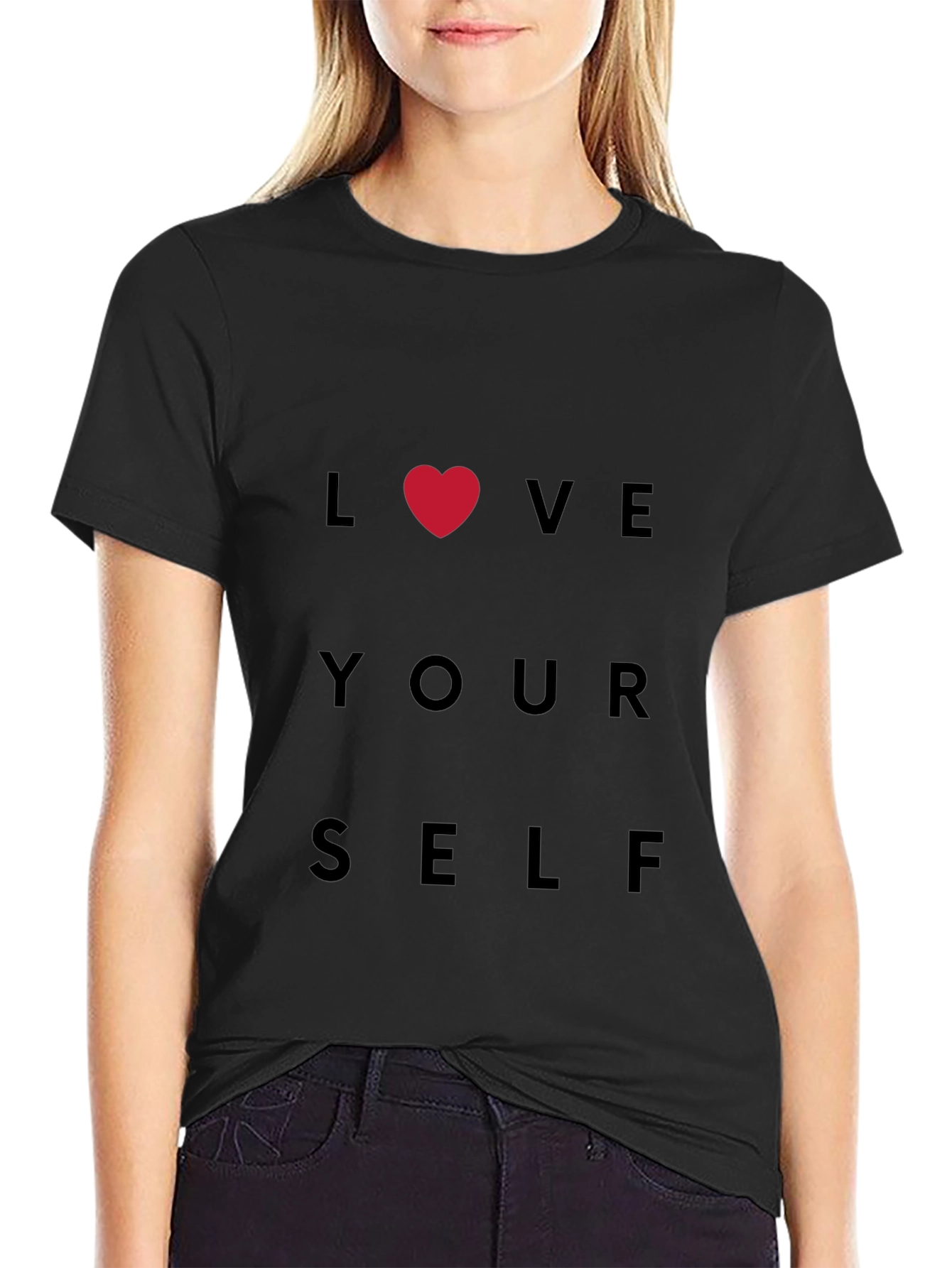 Love Yourself Graphic Tee - Black Cotton T-Shirt