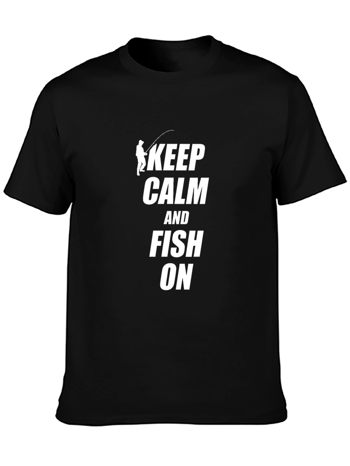 Keep Calm and Fish On Black T-Shirt