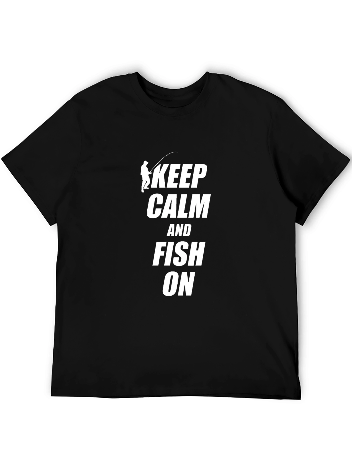 Keep Calm and Fish On Black T-Shirt