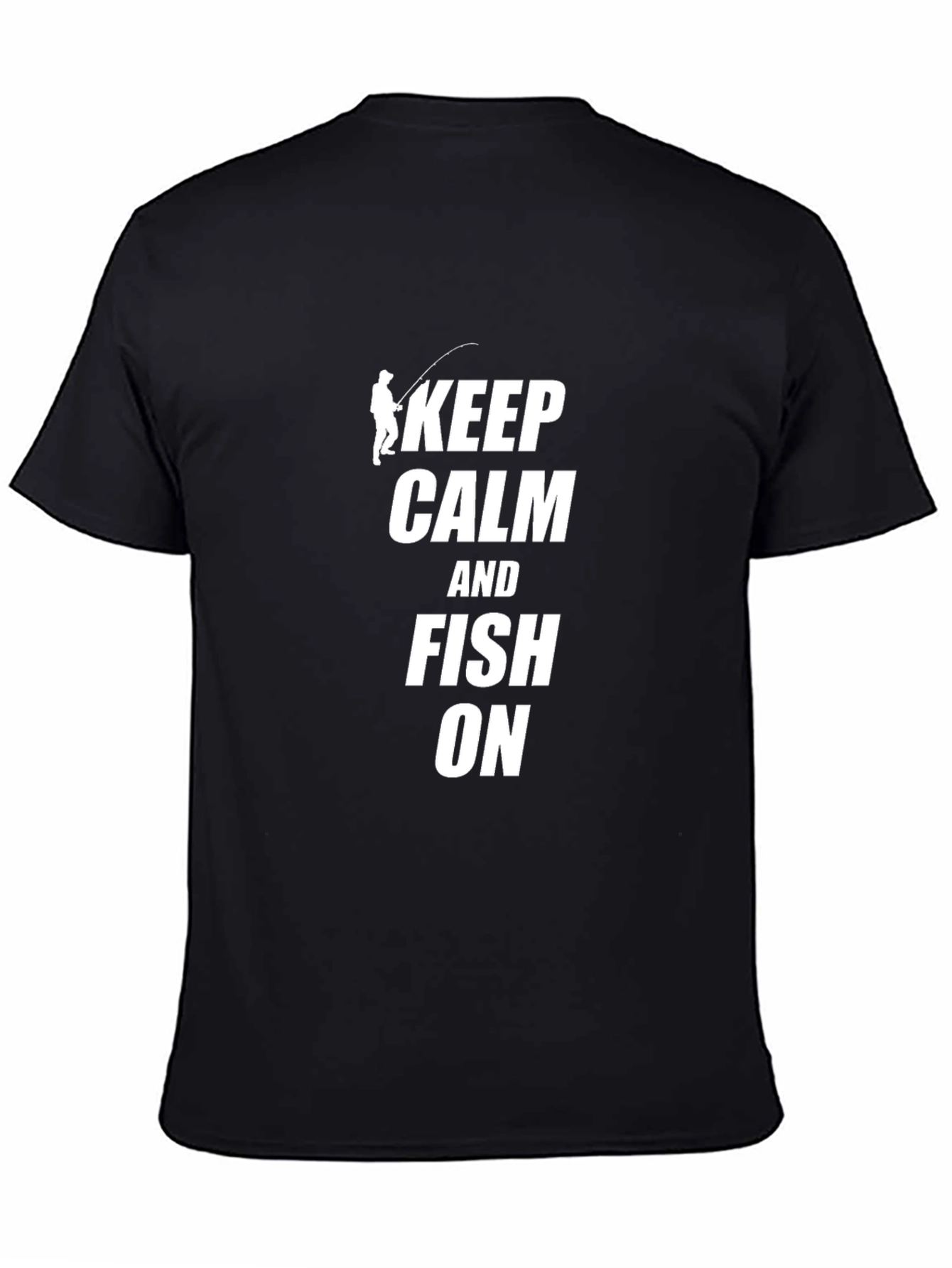 Keep Calm and Fish On Black T-Shirt