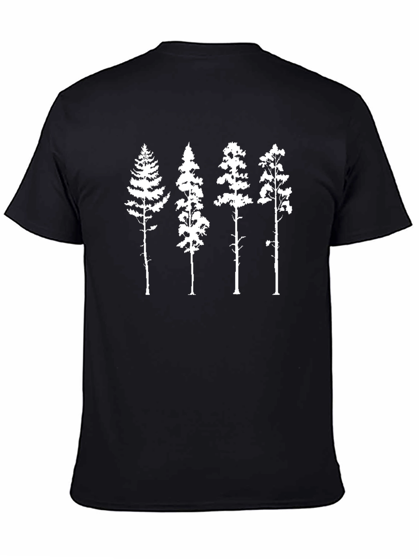 Nature-Inspired Black T-Shirt with Tree Print