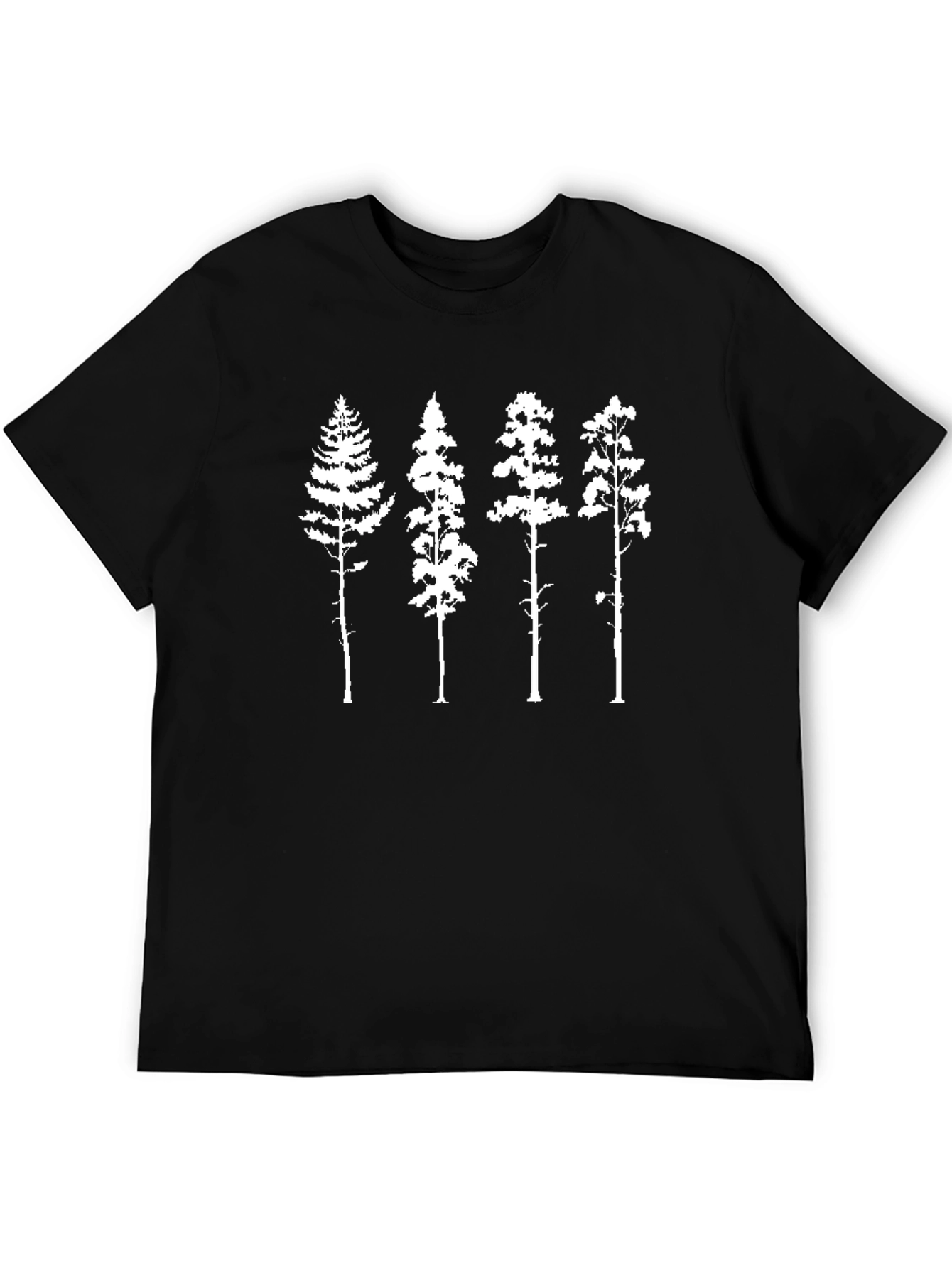 Nature-Inspired Black T-Shirt with Tree Print