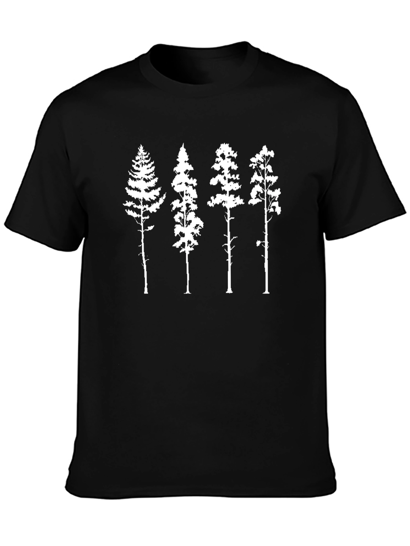Nature-Inspired Black T-Shirt with Tree Print