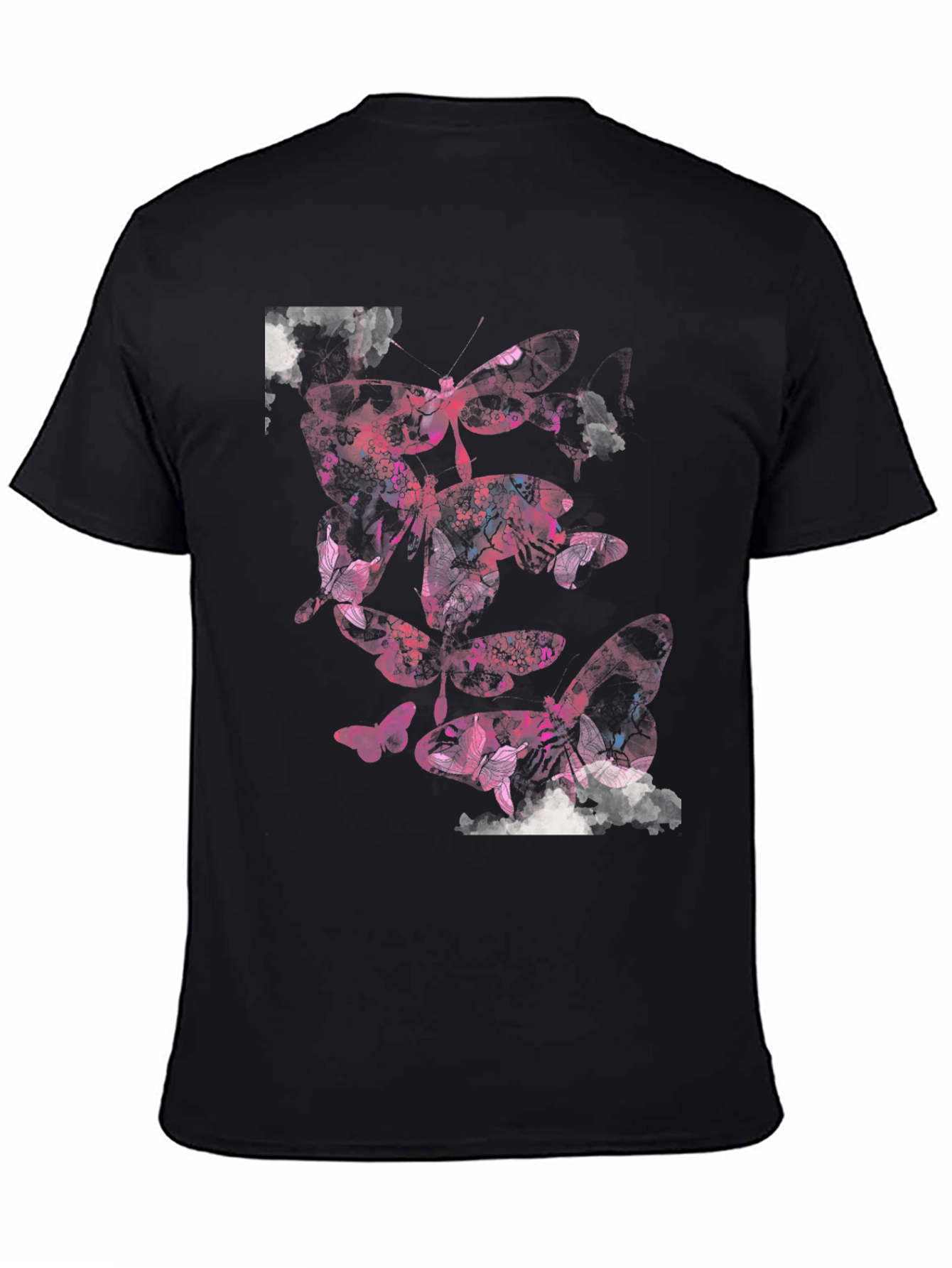 Butterfly Graphic Print Black Casual T-Shirt